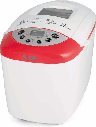Muhler Αρτοπαρασκευαστής 850W Χωρητικότητας 1500gr με 15 Προγράμματα