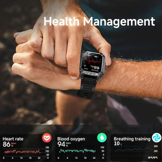 Microwear AK86 Smartwatch with Heart Rate Monitor Silver Silicone