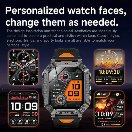 Microwear AK86 Smartwatch with Heart Rate Monitor Silver Silicone