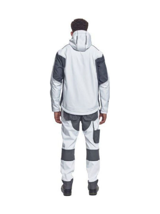 Cerva Dayboro Jachetă De Lucru Softshell Cu Glugă Detașabilă Albă