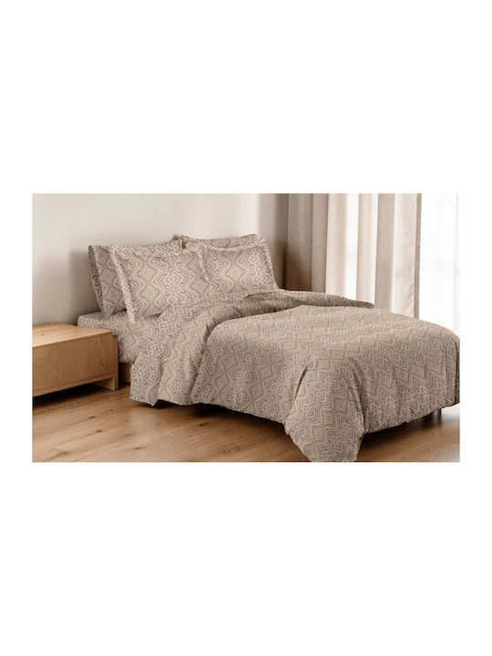 Linea Home 263 Bed Sheet Set with 1 Pillowcase Double 200x260cm Moca 4 Pieces