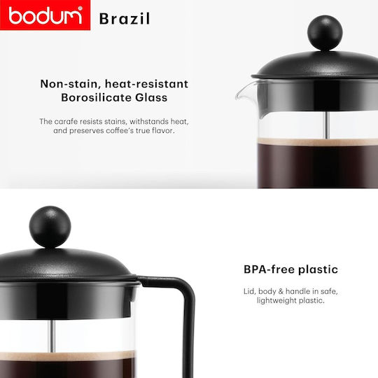 Bodum Brazil Schwarz Filterkaffeemaschine Handbetrieb Kunststoff Schwarze 1lt