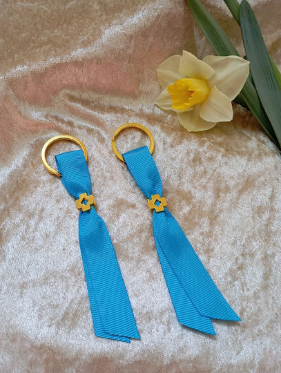 By Anastasia's Art Creations Christening Charm Keychain Metal Turquoise 50 Pieces
