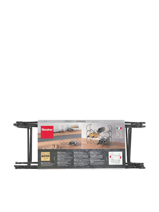 Metaltex Lava Therm Tischplatte Flaschenhalter Metallisch für 12 Flaschen Schwarz 45x13x15εκ.