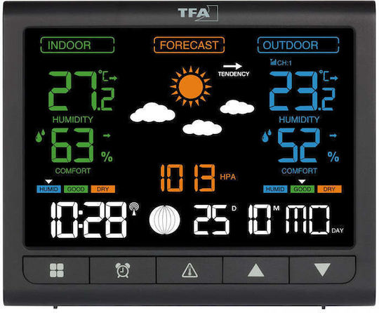 TFA 35.1171.01 Wireless Digital Weather Station Tabletop Black