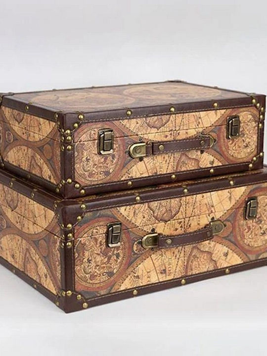 Wooden Decorative Trunks Set Suitcase Brown 2pcs 42x30x16cm
