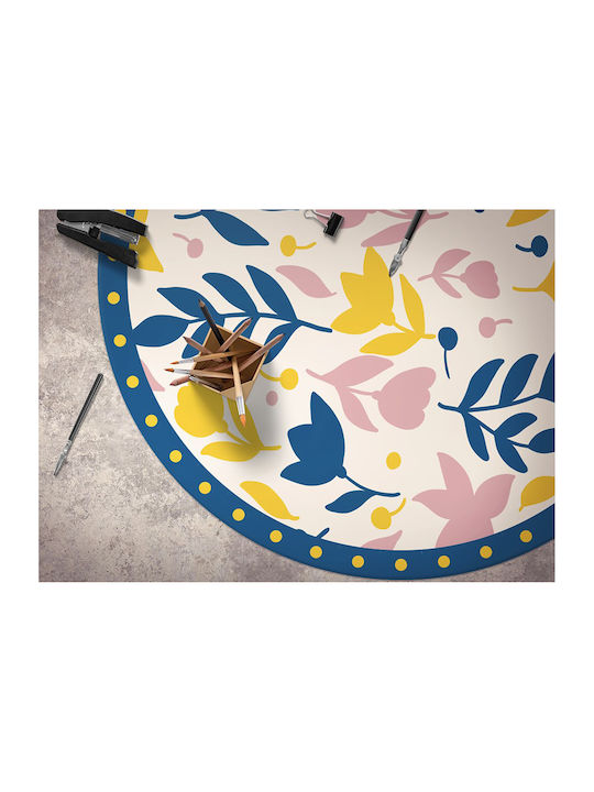 Tulup Covor Rotund de Bucătărie cu Flori Abstracte 140cm