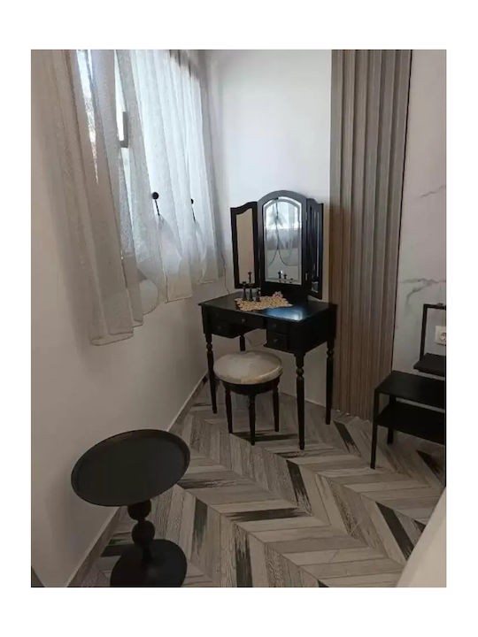 Ξύλινη Τουαλέτα Κρεβατοκάμαρας Μαύρη με Καθρέπτη 75x40x140εκ.