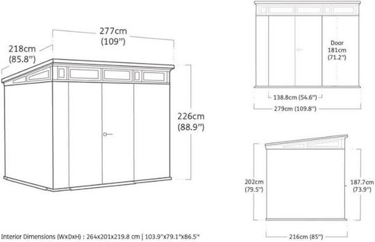 Kunststoff Gartenhäuser Cortina 7x7 mit Isolierung M2.16xP2.18xH2.26m