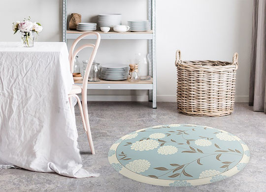 Tulup Runde Küchenmatte Blau Fleckenabweisend 120 cm