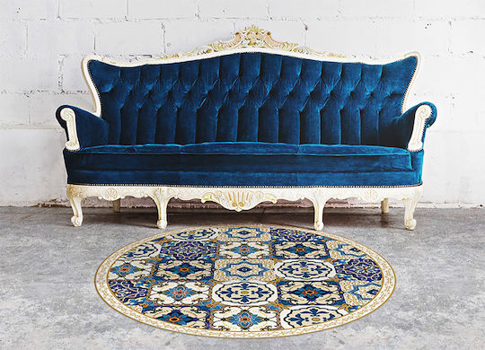 Tulup Rundes Küchenmatte Blau 50cm