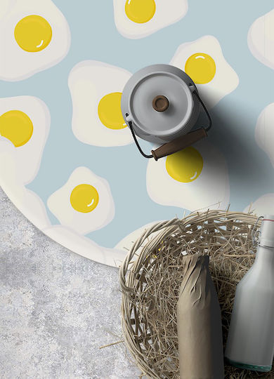 Tulup Round Kitchen Mat Blue 120cm