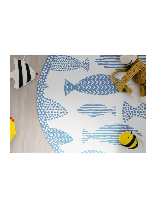 Tulup Rundes Küchenmatte Wasserdicht Blau 130cm