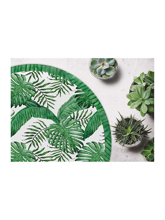 Tulup Rundes Küchenmatte mit Palmenblättern Grün 140cm