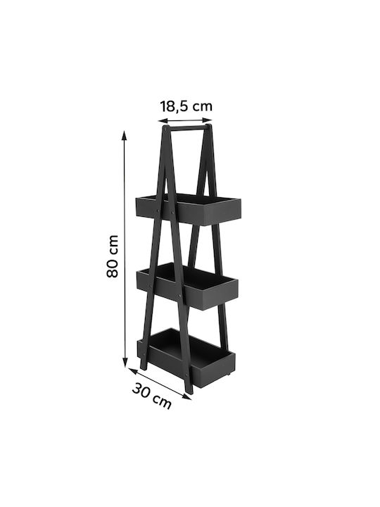 Bibliotecă Negru 30x19x81cm