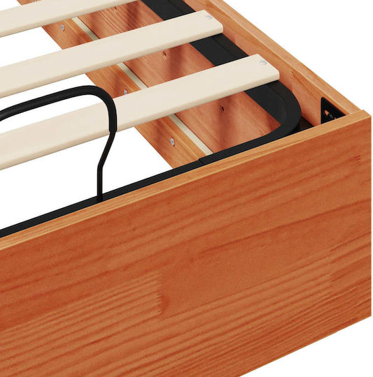 Einzelbett Mit Stauraum Für Die Matratze 100x200cm Gebeizt Braun Einzelbett Mit Stauraum Für Die Matratze 100x200cm Gebeizt Braun