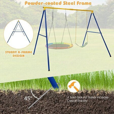 Costway Double Nest Metal Swing Pink