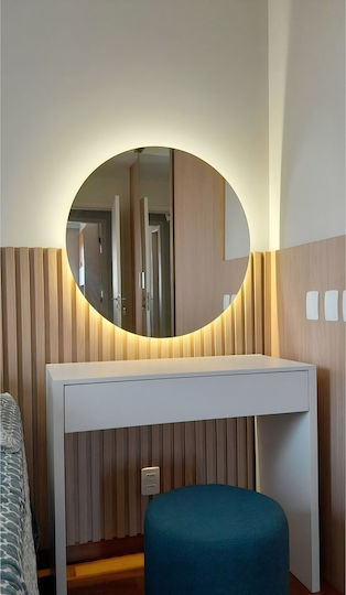 SteweHome Καθρέπτης Τοίχου με Καφέ Πλαίσιο & LED Φωτισμό 55x55cm