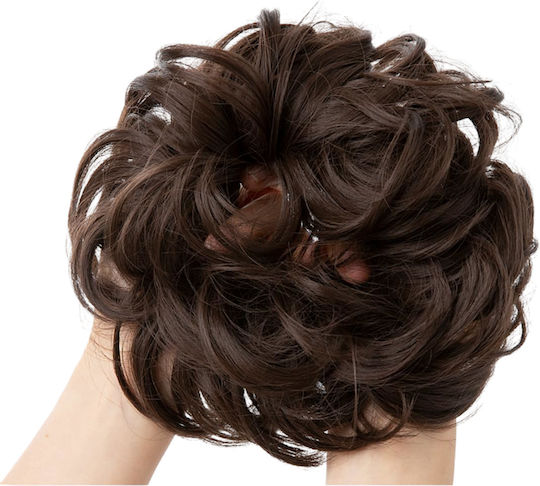 Synthetic Hair Synthetic Clip-in Bun Ponytail Wavy Dark Brown