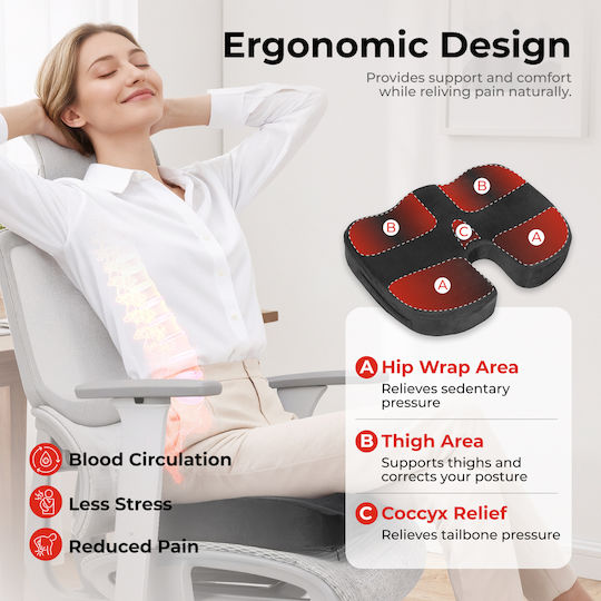 Lumivida Seat Cushion with Memory Foam in Black Colour RSC01-2