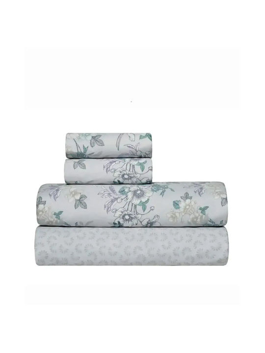 Kentia Vervita 22 Σετ Σεντόνια Υπέρδιπλα 240x270εκ. Grey-white-beige-mint (4τμχ)