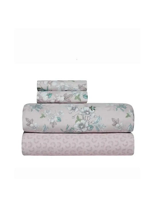 Kentia Vervita 18 Σετ Σεντόνια Υπέρδιπλα 240x270εκ. Pink-whte-green-blue (4τμχ)