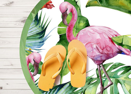 Tulup Round Kitchen Mat Waterproof Flamingo 140cm