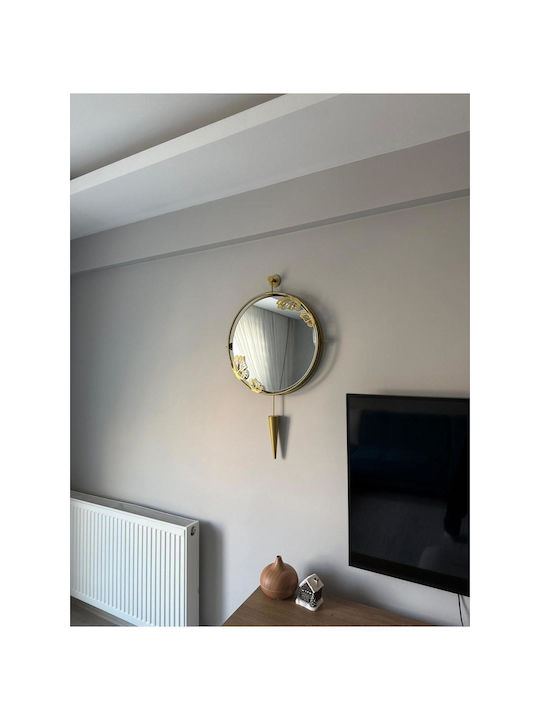 SteweHome Oglindă de Perete cu Ramă Metalică Galbenă și Iluminare LED 90x50cm