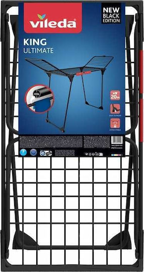Vileda King Folding Floor Clothes Drying Rack with Wings Stainless Steel with Wheels