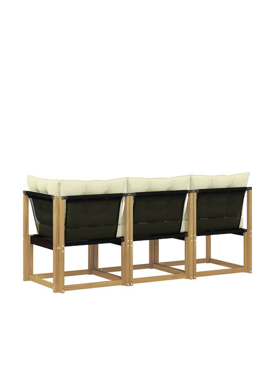 Drei-Sitzer Outdoor-Sofa Hölzernes mit Kissen