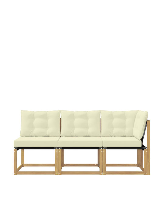 Drei-Sitzer Outdoor-Sofa Hölzernes mit Kissen