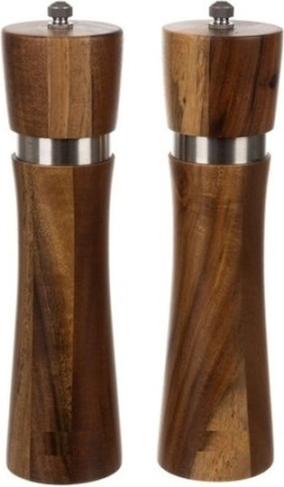 Manual Spice Mill Set Ceramic in Brown Color 21cm 2 Pieces