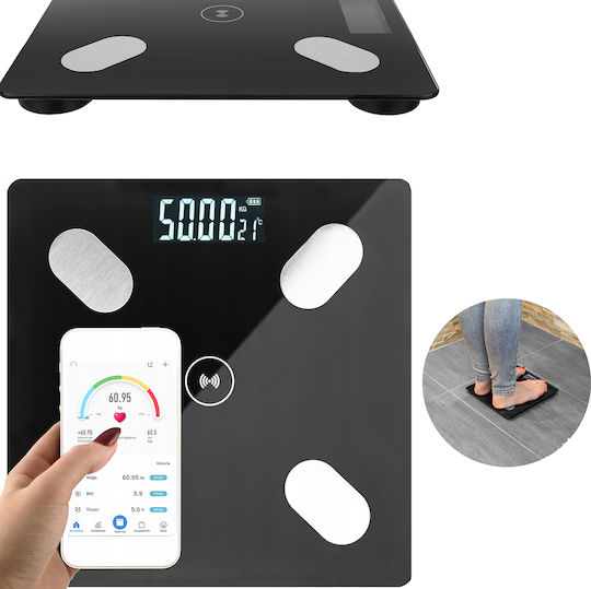 Smart Ζυγαριά 180kg με Bluetooth Μαύρη