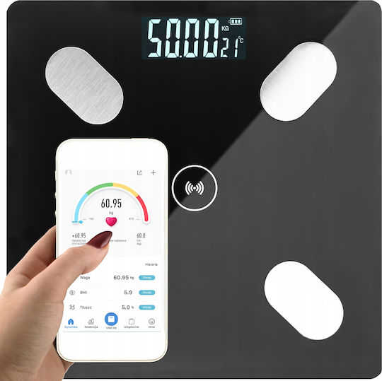 Smart Ζυγαριά 180kg με Bluetooth Μαύρη