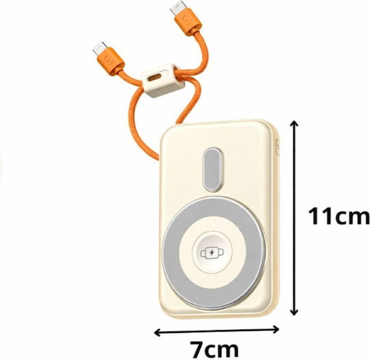 Power Bank 10000mAh 15W με Θύρα USB-A και Θύρα USB-C Quick Charge 3.0 Χρυσό