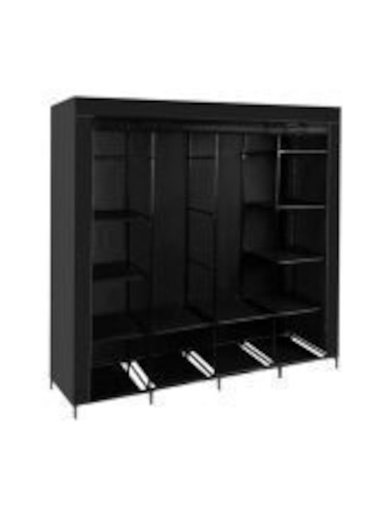 Dulap Din Material Cu Fermoar Și Rafturi În Culoare Neagră 170x42x170cm