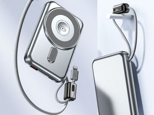 Power Bank 10000mAh 15W mit USB-A Ausgangsanschlüsse und USB-C Ausgangsanschlüsse Schnellaufladung 3.0 Silber