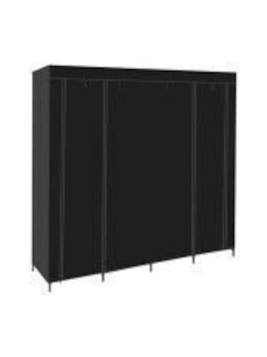 Dulap Din Material Cu Fermoar Și Rafturi În Culoare Neagră 170x42x170cm