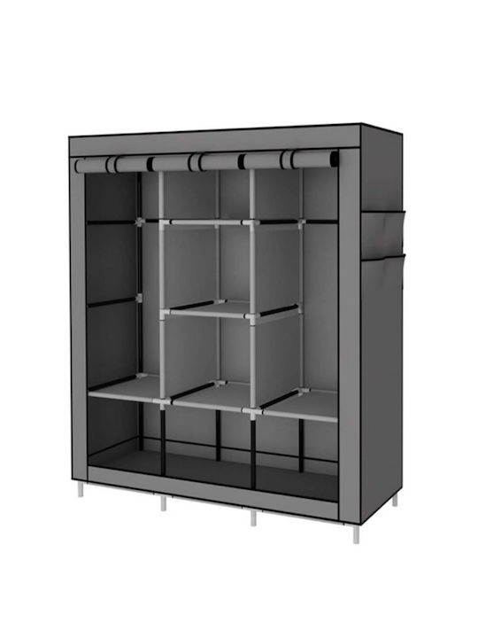 Dulap Din Material Cu Fermoar Și Rafturi În Culoare Gri 130x45x175cm