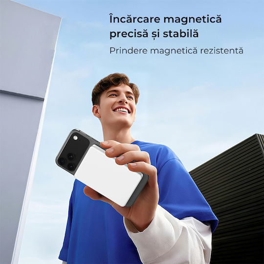 Voltres MagSafe Qi2 Външна Батерия 10000mAh 25W с USB-C Изходен Порт Бяла