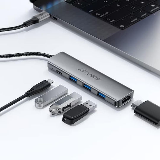 Acefast USB-C Dockingstation mit HDMI 4K PowerDelivery (PD) Grau (KF-6974316285915)