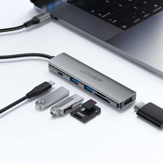Acefast USB-C Dockingstation mit HDMI 4K PowerDelivery Grau (KF-6974316285939)