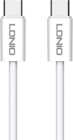 Ldnio USB 2.0 Cable USB-C male - USB-C 65W Λευκό 2m