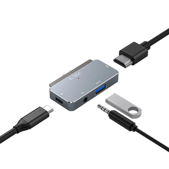 Tech-Protect V6 USB-C Docking Station με 4K PD Γκρι