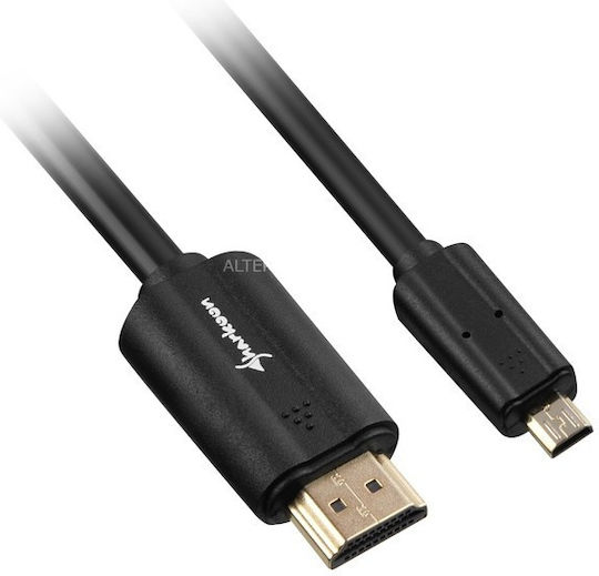 Sharkoon HDMI 1.4 Високоскоростен 1080p 120Hz Кабел HDMI Мъжки - Микро HDMI Мъжки 1.5м Черен