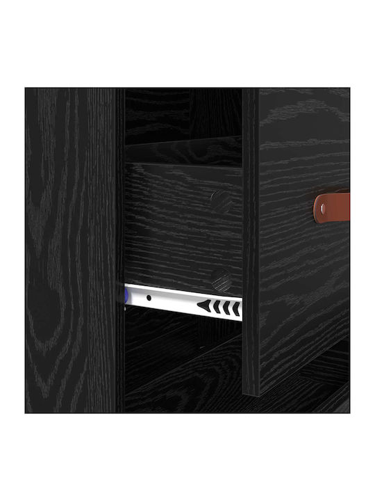 Sideboard aus Holz & Metall mit Schubladen Schwarze Eiche 69.5x34x90cm