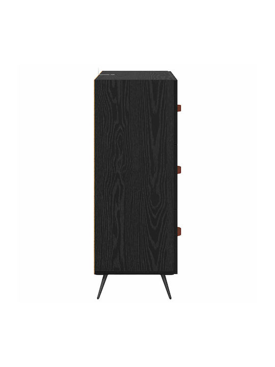 Sideboard aus Holz & Metall mit Schubladen Schwarze Eiche 69.5x34x90cm