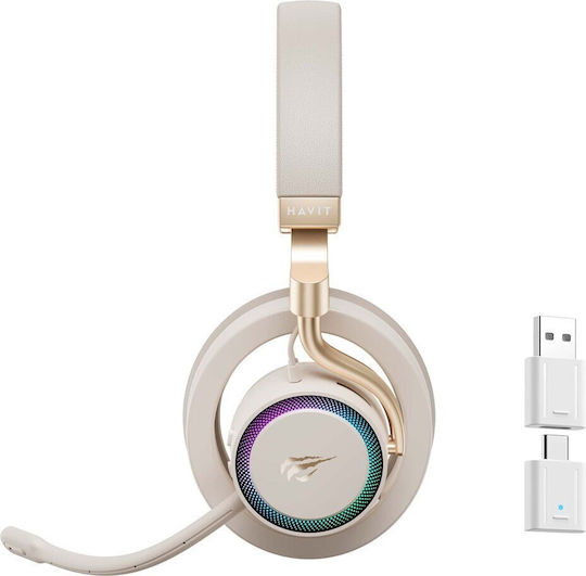 Havit Fuxi-H8 Wireless Over Ear Gaming Headset with 3.5mm / USB Connectivity Gold for Nintendo Switch / PC / PS4 / PS5