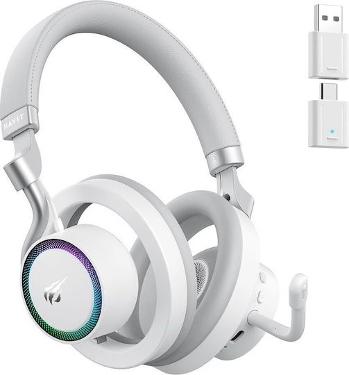 Havit Fuxi-H8 Wireless On Ear Gaming Headset with 3.5mm / USB Connection White for Nintendo Switch / PC / PS4 / PS5