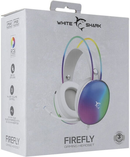 White Shark Firefly Über Ohr Gaming-Headset mit Konnektivität 2x3,5 mm / USB Weiß für PC / PS4 / PS5 / XBOX